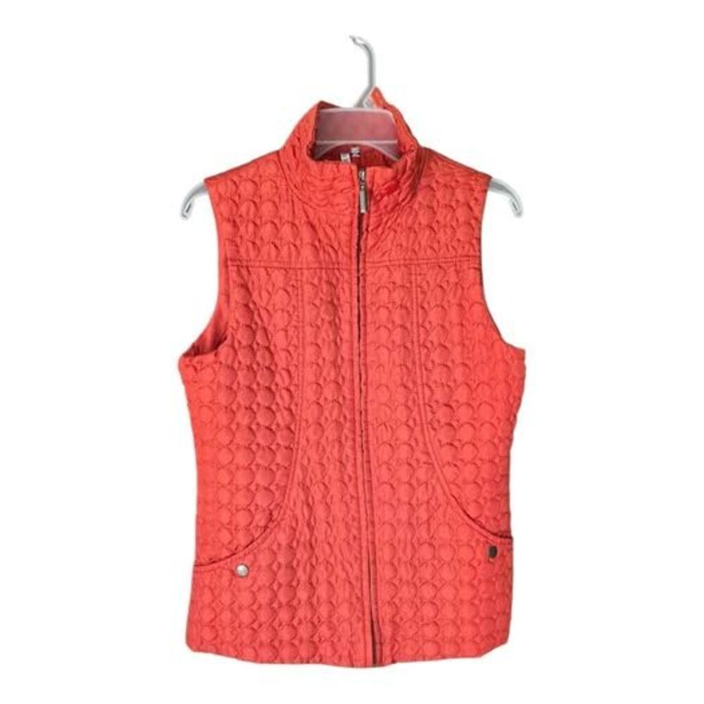 Kate Park coral Quilted Vest Petite Small Full Zip